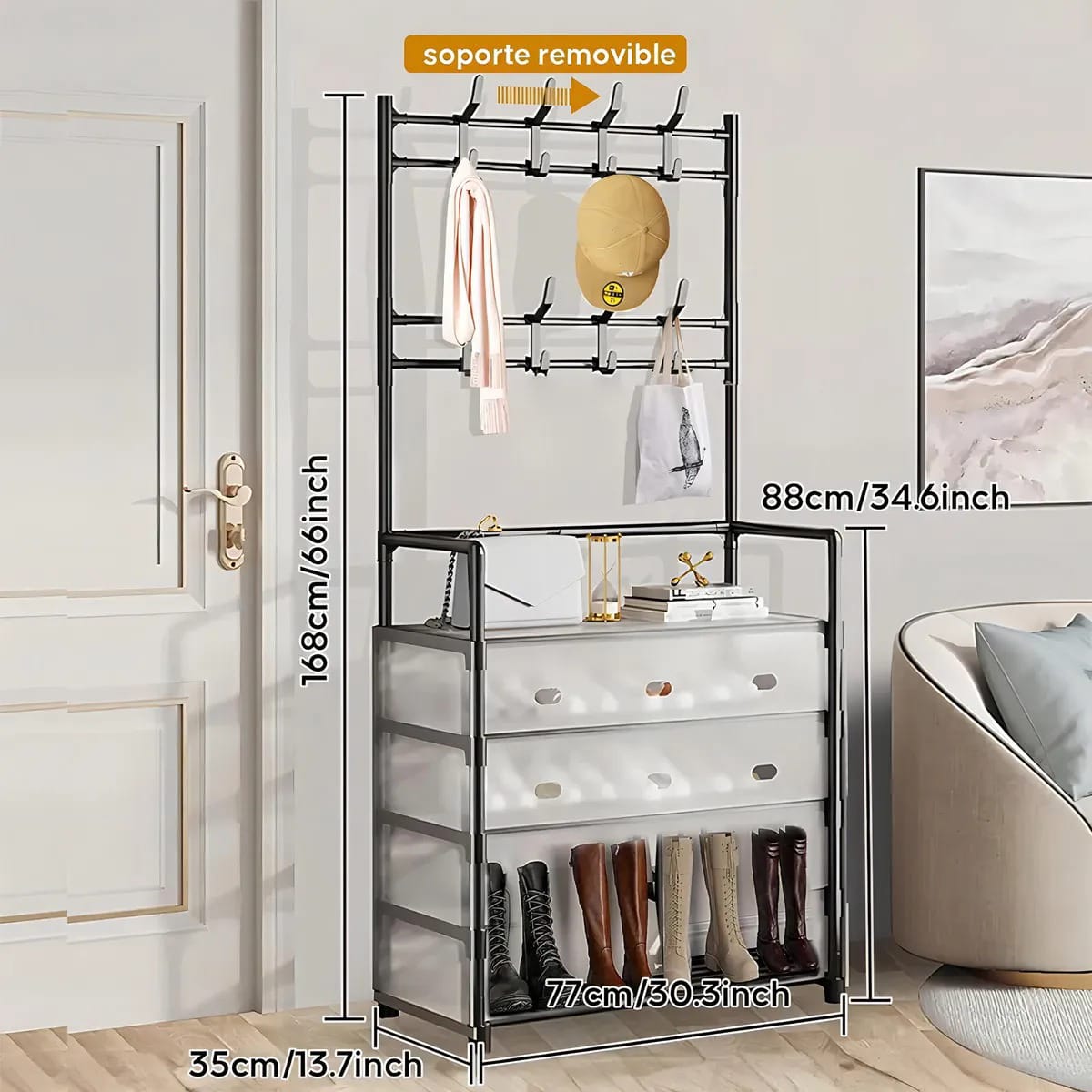 Zapatero 5 Niveles con Perchero – Antipolvo + Envío Gratis