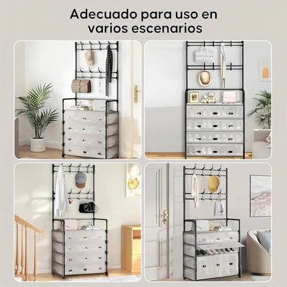 Zapatero 5 Niveles con Perchero – Antipolvo + Envío Gratis