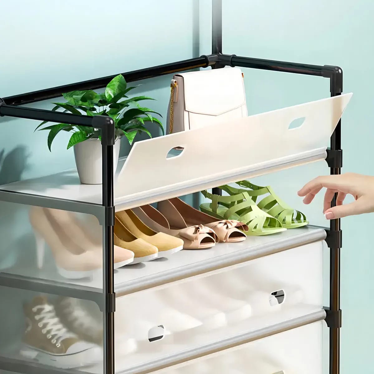 Zapatero 5 Niveles con Perchero – Antipolvo + Envío Gratis