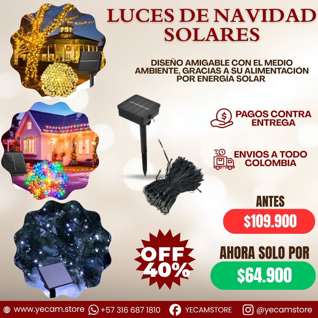Luces LED Solares de Navidad 10M | ENVÍO GRATIS