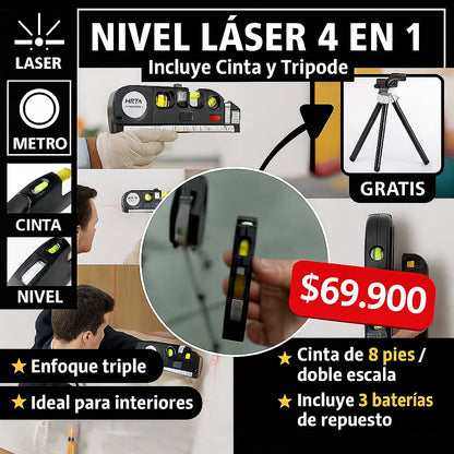 Metro Nivel Láser 4 en 1 + Trípode gratis